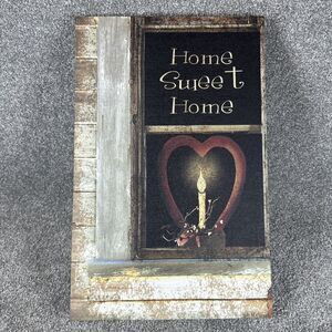 Wooden Block Wall Hanging Lighted Candle Picture Linda McCormick Country Style